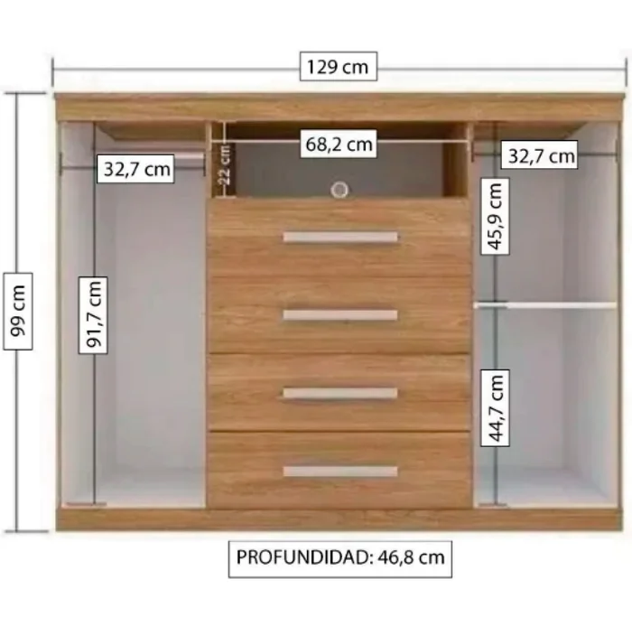 Cómoda Cajonera 2 Puertas 4 Cajones Dormitorio Blan 303866 en Demolición – Atacama – Blanco – Cafe - Cómodas, Uruguay | Muebles Express, vista 2