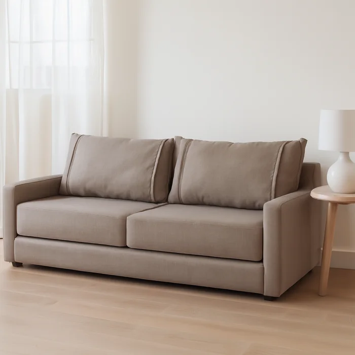 Sofá Cama Natal 210cm - Beige en Beige – Asiento: Espuma D23 Soft, sintas elásticas – Almohadones: fibra de silic - Sillones y sofás, Uruguay | Berna home, vista 2