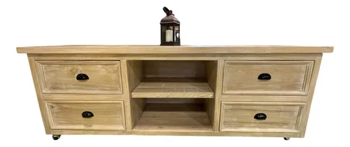 Rack Mueble Tv 4 Cajones Madera Maciza Ozark A Elección en Madera natural, Uruguay | Ozark Home
