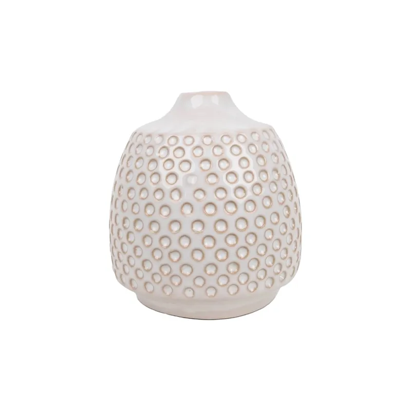 FLORERO RELIEVES D9x10CM CERAMICA BLANCO en Blanco - Jarrones, Uruguay | Koz
