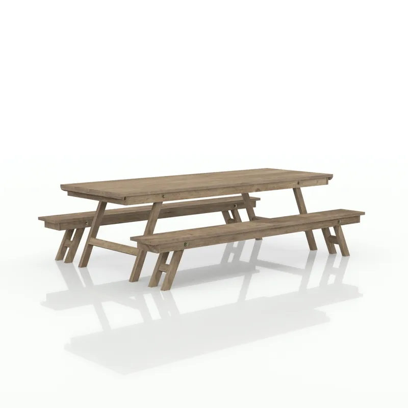 MH- JUEGO DE BARBACOA EN MADERA EUCALIPTO RUSTICO en Marrón - Mesas de comedor, Uruguay | Alfa Ventas