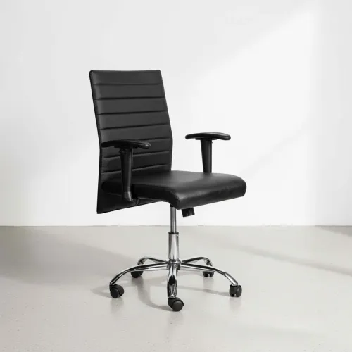 Asiento De Oficina Pu-y-metal Negro Hy-537 en Negro - Escritorios y sillas de escritorio, Uruguay | Divino