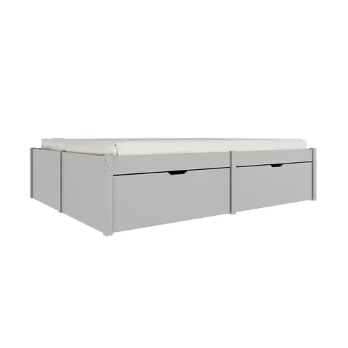 Cama Madera Maciza Con Cajones - 2 plazas - Linea Beauty / Funcional - Gris en Gris - Dormitorio, Uruguay | Rústico Hogar