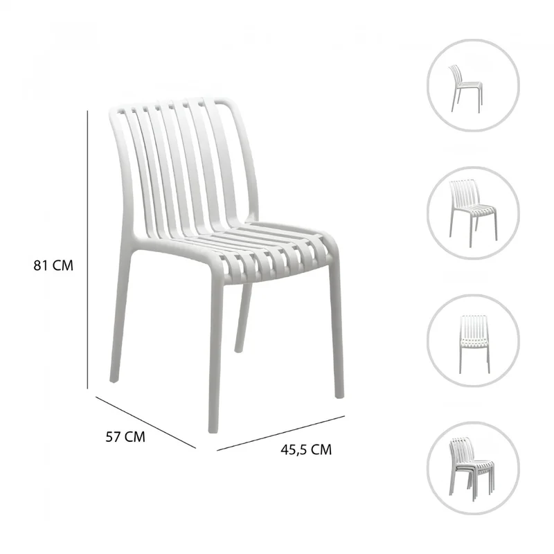 Silla de Exterior Omega - Blanco Tiza en Blanco - Muebles para el exterior, Uruguay | Rústico Hogar, vista 3