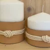 Velones náuticos crudo con cuero y macramé – Set x2 - Velas y Portavelas, Uruguay | Dreams On Time, vista 2 de 2
