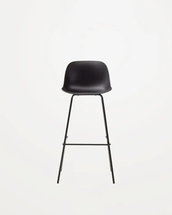 Taburete Altea y patas de acero con acabado - negro 75 cm en Beige - Butacas, banquetas y puffs, Uruguay | Kavehome, vista 5