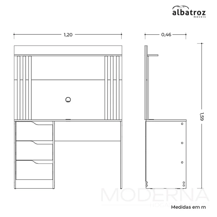 Escritorio panel - Moderna Hogar en Madera natural - Escritorios, Uruguay | Moderna Hogar, vista 6