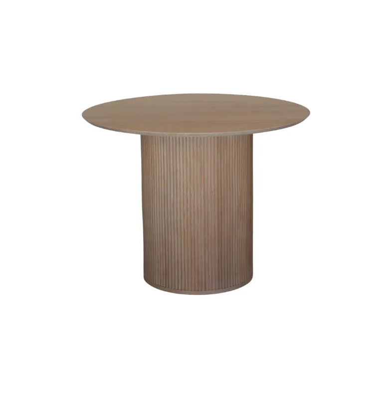 MESA COMEDOR EMMA REDONDA ROBLE en Madera natural - Mesas de comedor, Uruguay | Masinfinito Casa