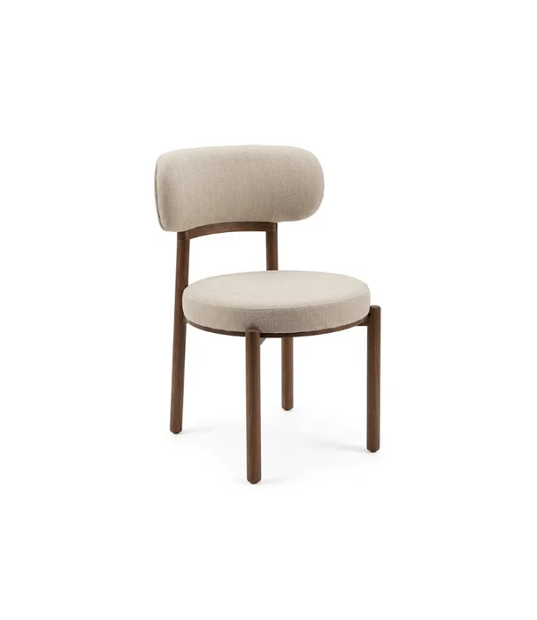 SILLA HILARIO NOGAL Y TELA en Beige - Sillas, Uruguay | Más Infinito Casa