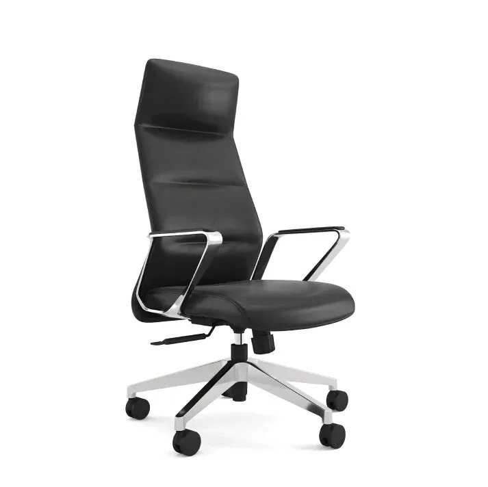 Silla ejecutiva Depa en eco cuero con respaldo alto en Negro - Escritorios y sillas de escritorio, Uruguay | Armo
