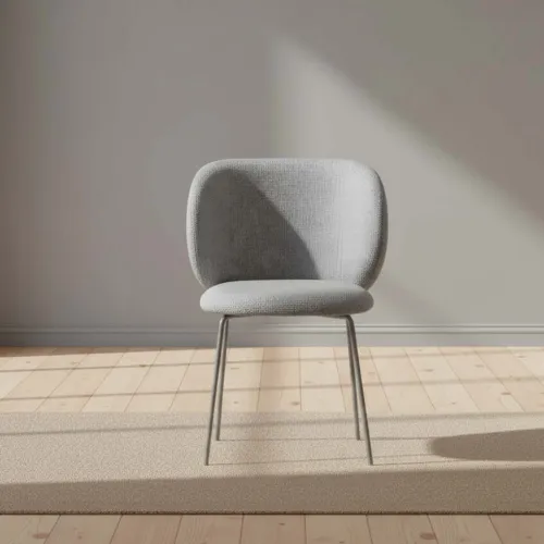 Silla De Comedor Mdf-y-acero Natural-beige Abril en Gris - Sillas, Uruguay | Divino