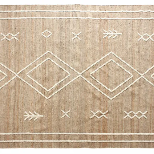 ALFOMBRA TRIBAL YUTE/LANA BLANCO en Beige - Alfombras, Uruguay | Masinfinito Casa