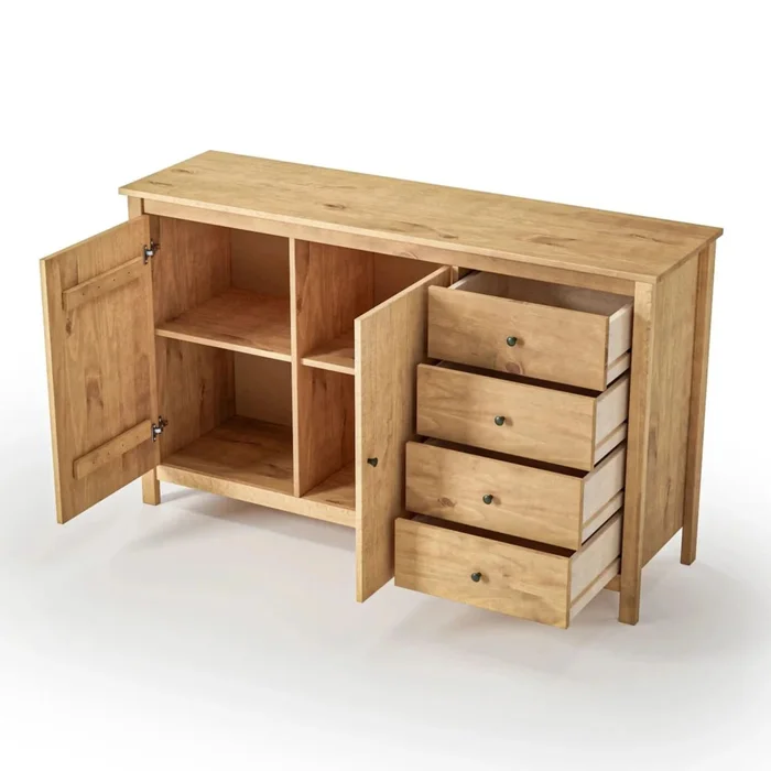 Cómoda Aparador 2 Puertas 4 Cajones - Línea Maden - Marrón en Marrón - Aparadores y recibidores, Uruguay | Ecowood, vista 3