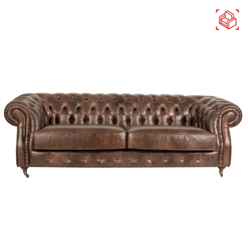 Sofa 3 Cuerpos Cuero-100-natural Marron New Chesterfield Choc. en Marrón - Sillones y sofás, Uruguay | Divino, vista 6
