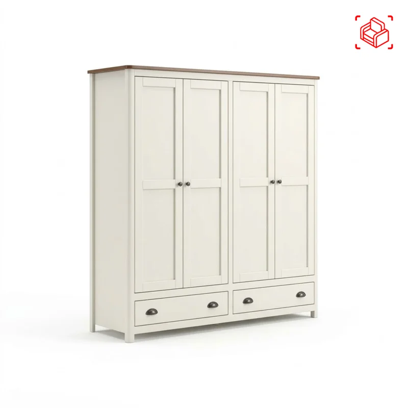 Placard Ropero 4 Puertas Madera Natural-beige Topazio en Blanco - Roperos y placares, Uruguay | Divino, vista 5