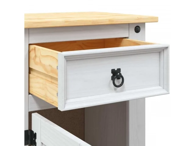 Mesa de Luz 1 P/1 C Cera/Blanco LINEA CORONA MADERA en Blanco - Mesas de luz, Uruguay | Que Sal Muebleria