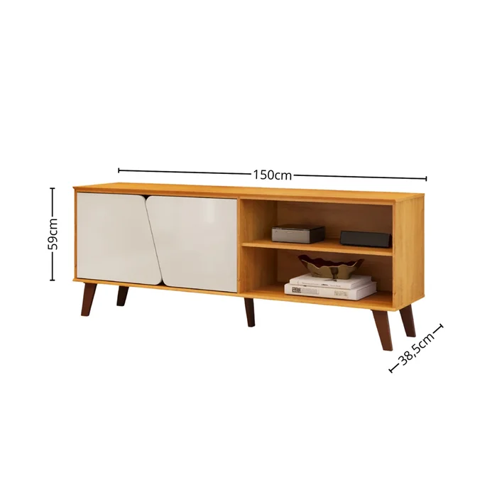 Rack Tv Modular 2 Puertas 2 Estantes Con Patas en Madera natural - Muebles para TV, Uruguay | Soy Hogar, vista 5