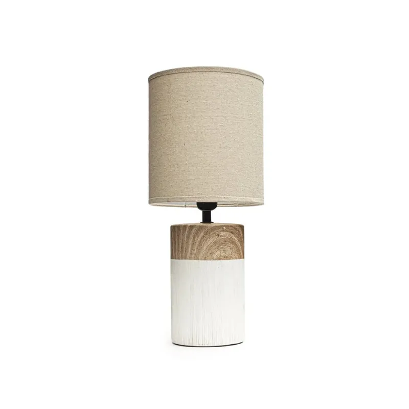 LAMPARA PORCELANA SIMIL MADERA D20x47CM BLANCO en Multicolor - Lámparas de mesa, Uruguay | Koz