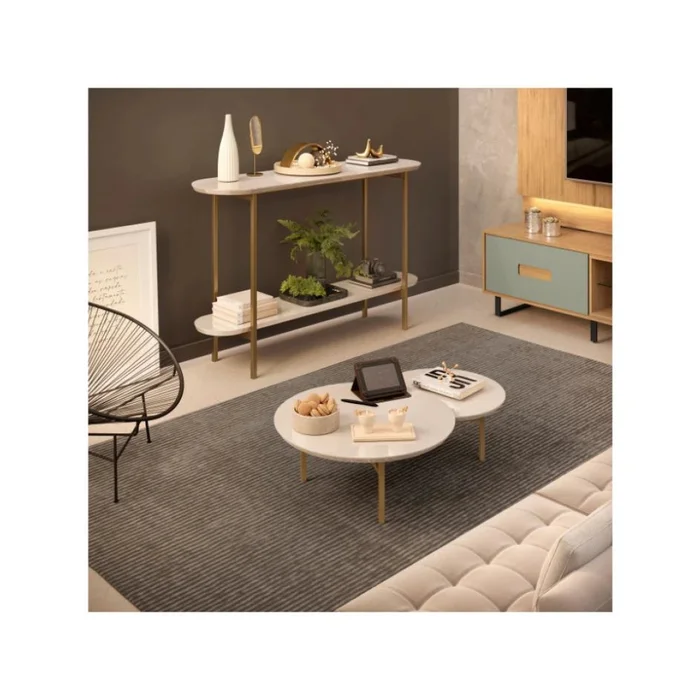 Mesa de arrime en MDF y Metal - Charlote Blanco en Blanco - Mesas de arrimo, Uruguay | Ecowood, vista 2