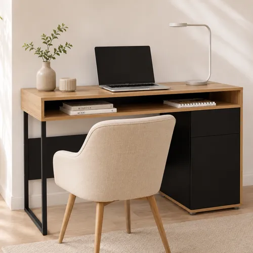 Escritorio Chigaco Negro - Escritorios y sillas de escritorio, Uruguay | RM Muebles y Deco