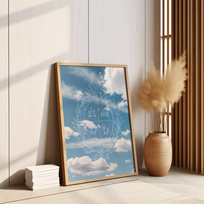 Al grito de celeste soy yo - Cuadro Escudo Nubes en Azul - Láminas, Uruguay | Kiosko de Mar, vista 2