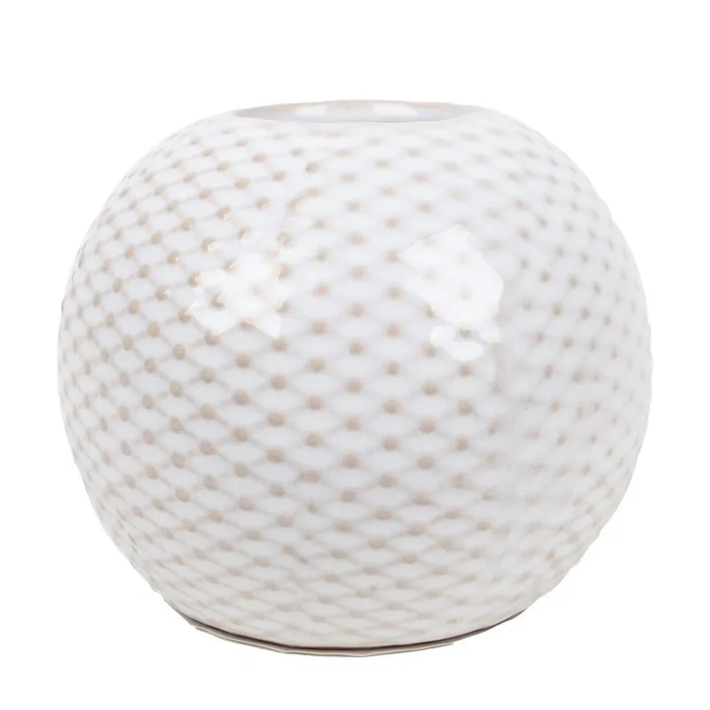 FLORERO DE RED CIRCULAR CERAMICA 9.5x9.5x8CM NATURAL en Madera natural - Jarrones, Uruguay | Decohogar