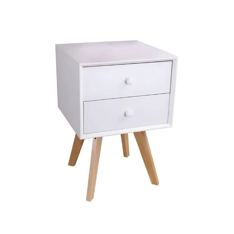 MESA DE LUZ 2 CAJON 40X40X60CM MADERA CON BLANCO en Blanco - Mesas de comedor, Uruguay | Decohogar