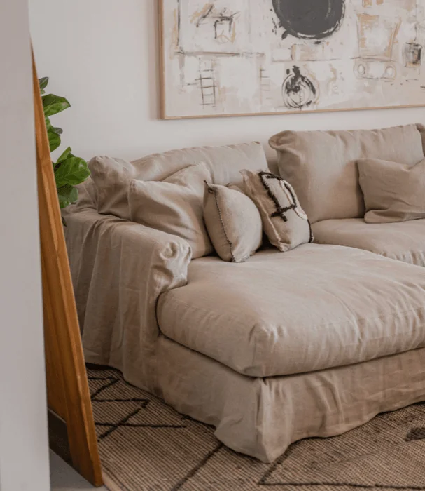 RINCONERA BISCARROSSE 303X100X160 LINO BEIGE CHAISE LONGUE IZQUIERDO en Beige - Sillones y sofás, Uruguay | Más Infinito Casa, vista 3