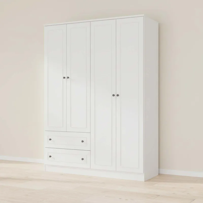 Placard 4 Puertas Mdf Blanco Americano Plus en Blanco - Roperos y placares, Uruguay | Divino
