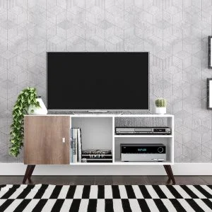 Rack Tv Linea Retro Mesa De Living 1 Puerta Rt3014 Blanco en Blanco - Muebles para TV, Uruguay | Soy Hogar, vista 3