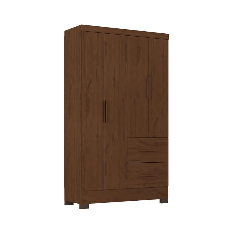 Ropero Max 4 Puertas 2 Cajones - Línea Glam - Nogal en Marrón - Roperos y placares, Uruguay | Ecowood