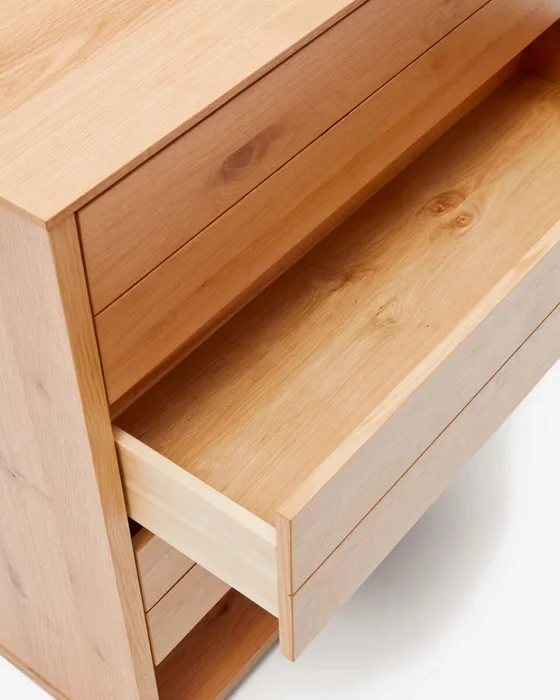 Cómoda Alguema 3 cajones en chapa de roble con acabado natural 100 x 96 cm en Madera natural - Cómodas, Uruguay | Kavehome, vista 3