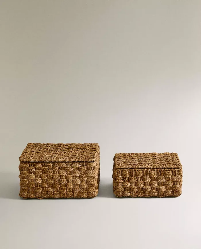 CESTA RECTANGULAR TAPA SEAGRASS en Madera natural - Canastos, Uruguay | Zara Home, vista 2