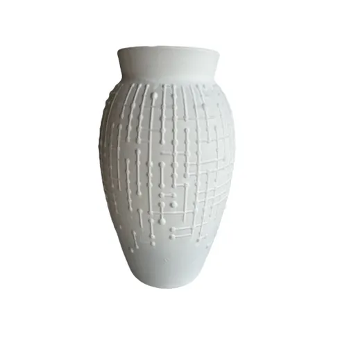 FLORERO CERAMICA D15x25CM PUNTILLO BLANCO en Blanco - Jarrones, Uruguay | Decohogar