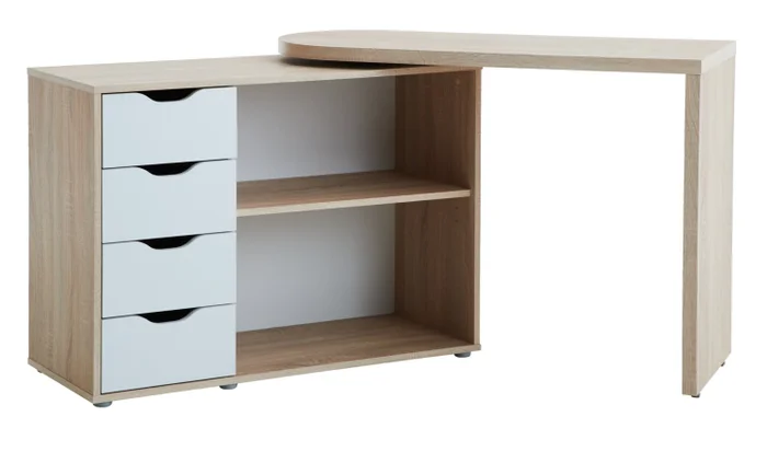 Escritorio LANGAGER 41-107x107-165 gir color roble nat en Madera natural - Escritorios y sillas de escritorio, Uruguay | JYSK, vista 3