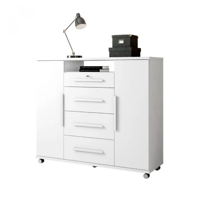 Cómoda Zapatera Versatil 2 Puertas 4 Cajones - Blanco en Blanco - Cómodas, Uruguay | Rústico Hogar, vista 2