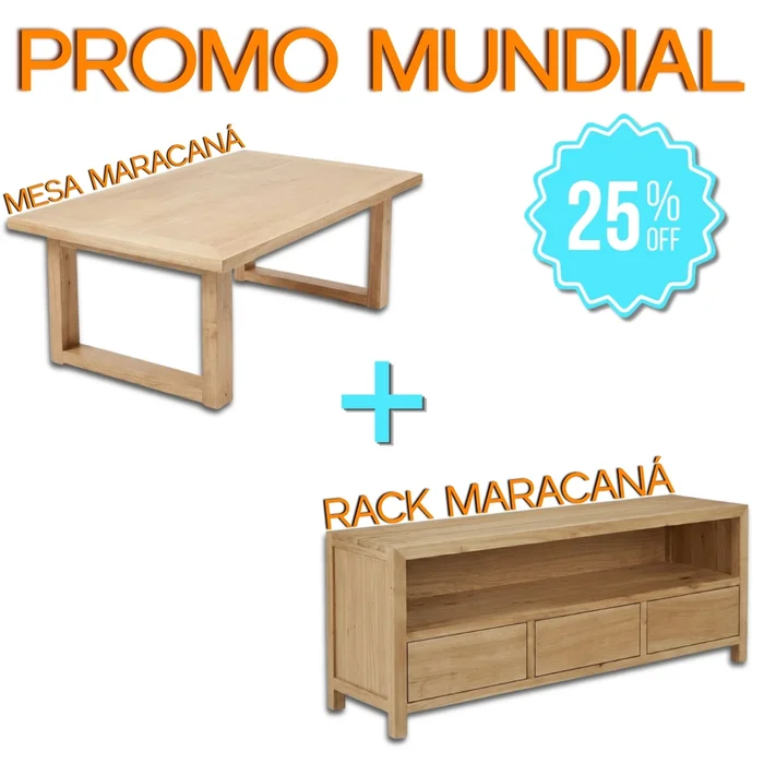 Combo Rack Maracaná + Mesa de Living Maracaná - Muebles para TV, Uruguay | Diseno Montevideo
