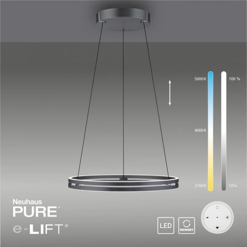 Colgante led anillo motorizado 44w 70cm a control remoto con varias funciones, Gris grafito en Gris - Lámparas colgantes, Uruguay | Iluminica, vista 3