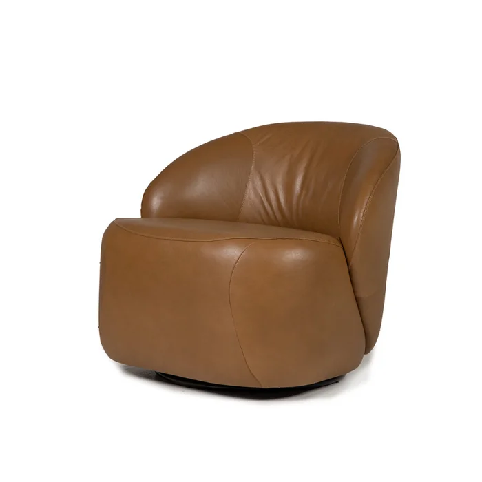 Butaca Zoey Giratoria - Cuero Natural - 1016 (Nozes) en Beige - Butacas, banquetas y puffs, Uruguay | Nyr