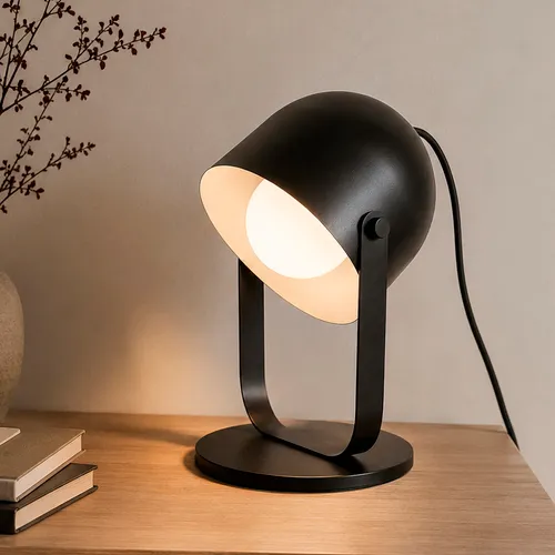 Lámpara de mesa Domo blanca / negra en Negro - Lámparas de mesa, Uruguay | Alta Gracia Deco