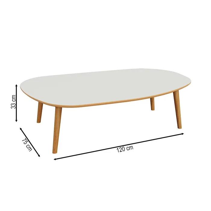 Mesa Ratona 120CM Organica Sofia - 100% MDF en Blanco - Mesas de living, Uruguay | Balton, vista 3