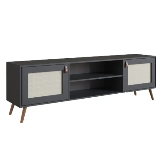 Rack Praga 140 cm - Negro con Esterilla - Muebles para TV, Uruguay | Berna home