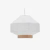 Pantalla para lámpara de techo Hila de papel blanco y chapa de madera natural - Ø 55 cm en Blanco, Natural - Lámparas colgantes, Uruguay | Kavehome, vista 1 de 7