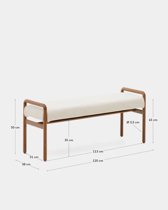 Banco desenfundable Macaret - de madera maciza de roble acabado nogal 120 cm FSC Mix Credit. en Marrón - Butacas, banquetas y puffs, Uruguay | Kavehome, vista 8
