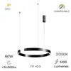 Luminaria de susp. Led circular con corte, 60W Dimerizable, 60cm en Negro - Lámparas colgantes, Uruguay | Iluminica, vista 5 de 6