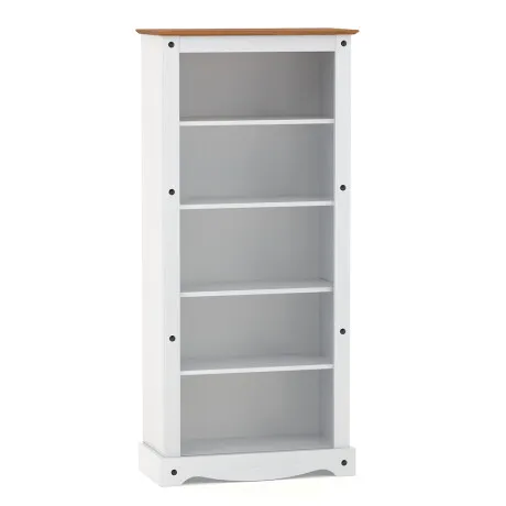 Biblioteca 5 Estantes Línea Naturale - Blanco/Roble en Multicolor - Bibliotecas, Uruguay | La Cueva Muebles