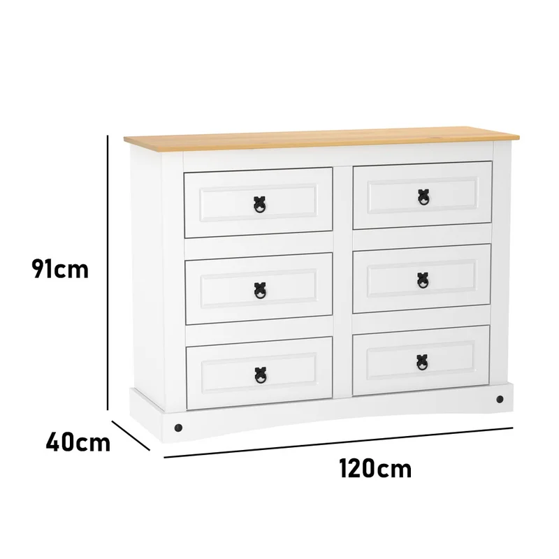 Comoda 6 Cajones Linea Mexicana Cajonera Para Dormitorio E1634 en Blanco - Cómodas, Uruguay | Soy Hogar, vista 4
