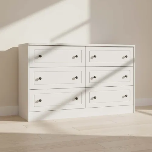 Cómoda 6 Cajones Mdf Blanco Americano Plus en Blanco - Cómodas, Uruguay | Divino