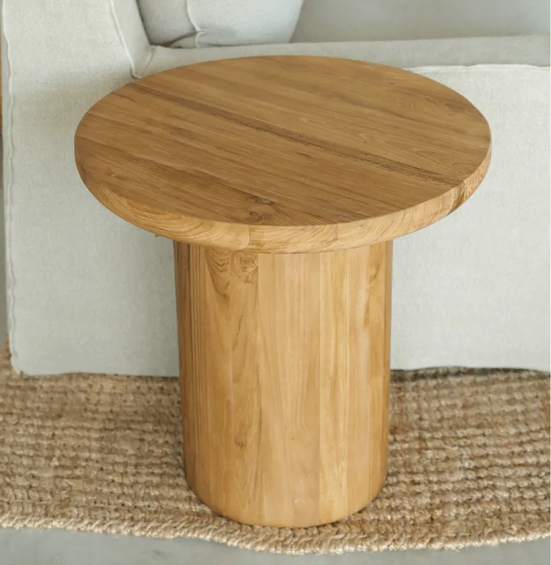 MESA LATERAL OSLO REDONDA en Madera natural - Mesas de arrimo, Uruguay | Masinfinito Casa