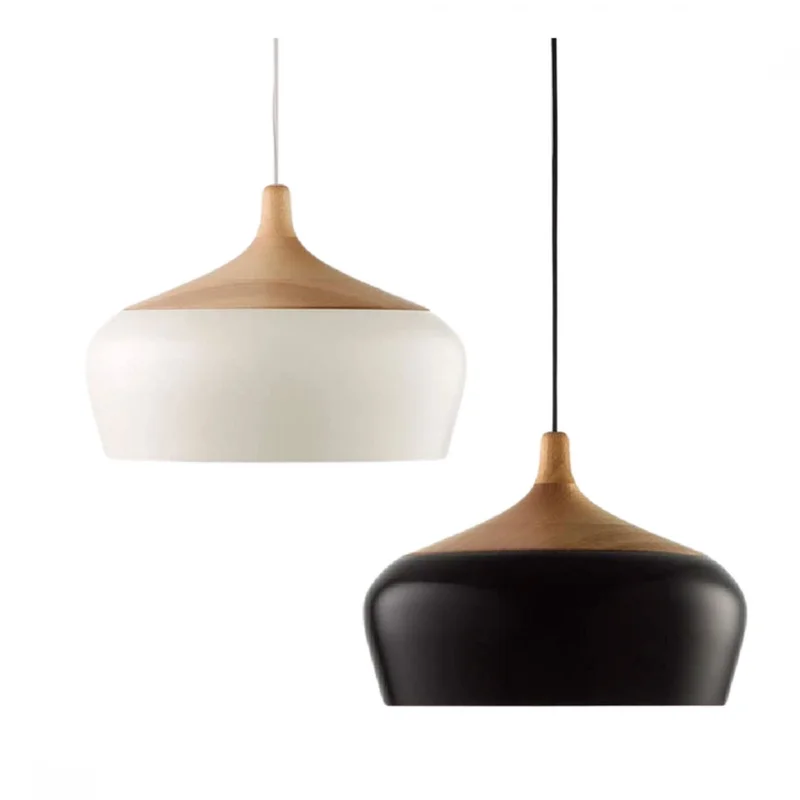 Campana estilo nórdico de aluminio y símil madera - Negra en Negro - Lámparas colgantes, Uruguay | Iluminica, vista 4
